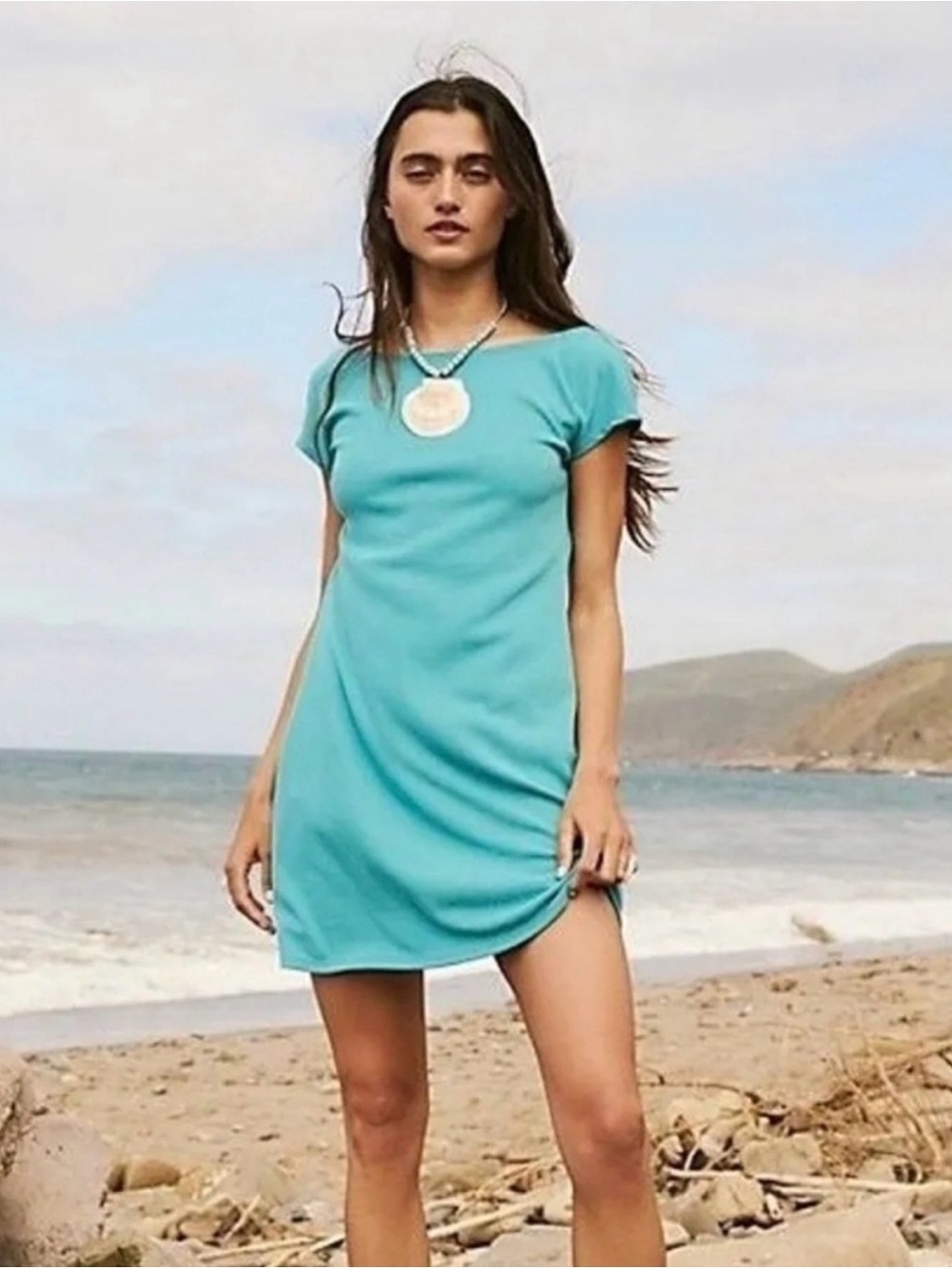 FP Beach Mini Dress with Short Sleeves in Blue